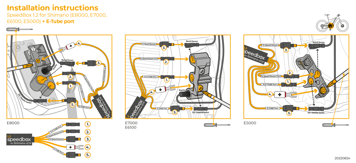 Speedbox 1.2 for SHIMANO + E-TUBE PORT (E8000, E7000, E6100, E5000)