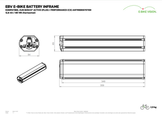 E-BIKE BATTERY for BOSCH ACTIVE / PERFORMANCE LINE DRIVE SYSTEMS - 630Wh - HORIZONTAL - E-BIKE VISION Sporting Goods | Ebikes Parts and Accessories